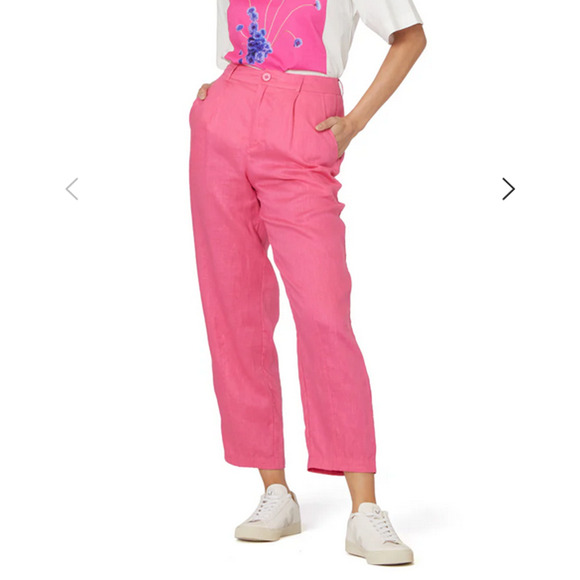 Gormon Women's 8 Pink August Linen Pleated Straight Lagenlook Artsy Pants NWT - Picture 3 of 7